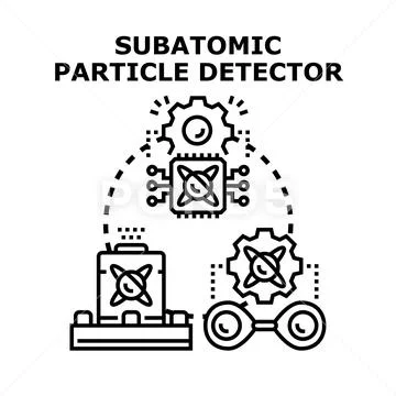 Subatomic particle detector researching quantum physics concept Stockillustratie