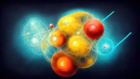 A subatomic particle is a particle which is part of an atom such as an electr Illustrazione stock