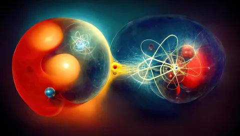 A subatomic particle is a particle which is part of an atom such as an electr Illustrazione stock