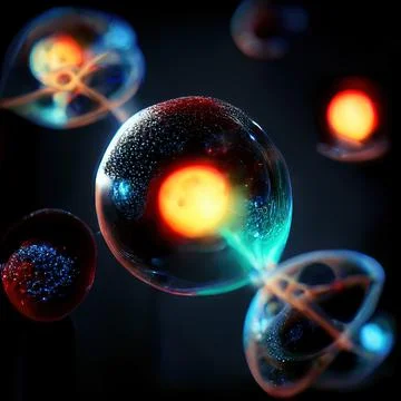 A subatomic particle is a particle which is part of an atom such as an electr Stock Illustration