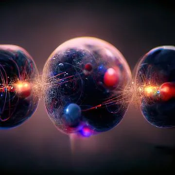 A subatomic particle is a particle which is part of an atom such as an electr Illustrazione stock