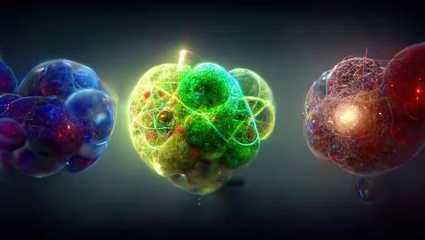 A subatomic particle is a particle which is part of an atom such as an electr Illustrazione stock