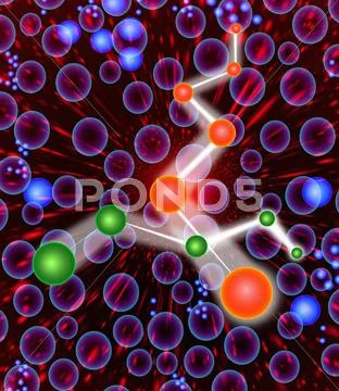 Subatomic particles, artwork Stock Illustration