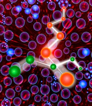 Subatomic particles, artwork Stock Illustration