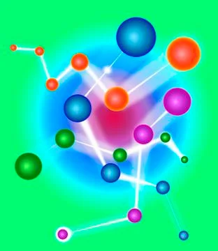Subatomic particles, artwork Stock Illustration