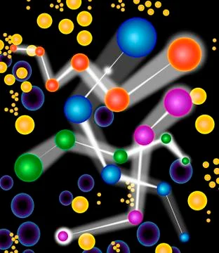 Subatomic particles, artwork Stock Illustration