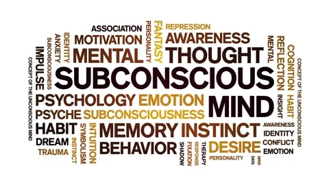 Subconscious Mind animated word cloud,animation kinetic typography seamless loo Stock Footage 318324385