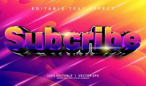 Subcribe vector text effect with modern style design Stock Illustration