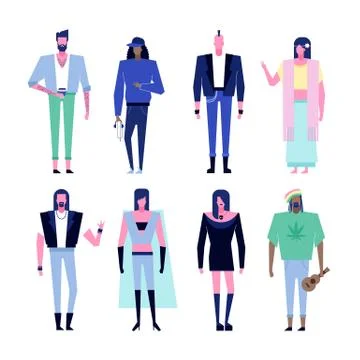 Subculture characters set Stock Illustration