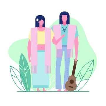 Subculture flat characters 4 Stock Illustration