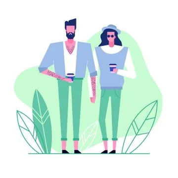 Subculture flat characters 5 Stock Illustration