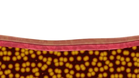 Subcutaneous fat reduction under human skin animation Stock Footage 306140835