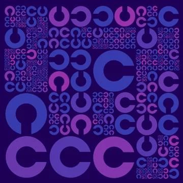 Subdivided c shapes grid system. Randomly sized c shapes with fixed space bet Stock Illustration