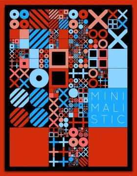 Subdivided grid system with symbols. Randomly sized objects with fixed space  Illustrazione stock