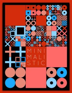 Subdivided grid system with symbols. Randomly sized objects with fixed space  Illustrazione stock