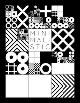 Subdivided grid system with symbols. Randomly sized objects with fixed space  Illustrazione stock