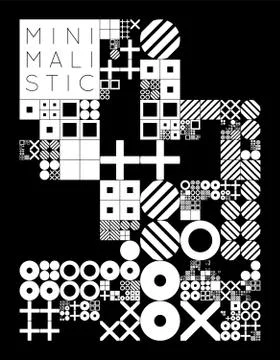 Subdivided grid system with symbols. Randomly sized objects with fixed space  스톡 일러스트