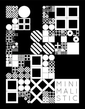 Subdivided grid system with symbols. Randomly sized objects with fixed space  Illustrazione stock