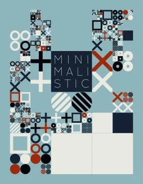 Subdivided grid system with symbols. Randomly sized objects with fixed space  Illustrazione stock