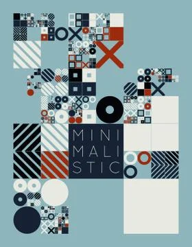 Subdivided grid system with symbols. Randomly sized objects with fixed space  Stock Illustration