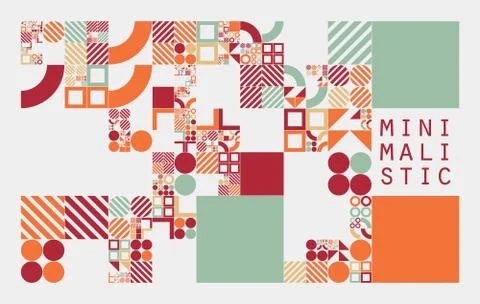 Subdivided grid system with symbols. Randomly sized objects with fixed space  Stock Illustration