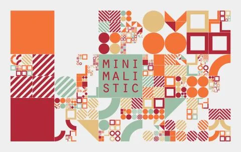 Subdivided grid system with symbols. Randomly sized objects with fixed space  Illustrazione stock