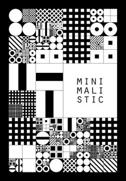 Subdivided grid system with symbols. Randomly sized objects with fixed space  Illustrazione stock