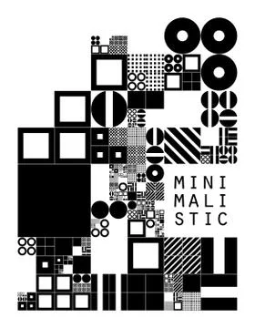 Subdivided grid system with symbols. Randomly sized objects with fixed space  Stock Illustration