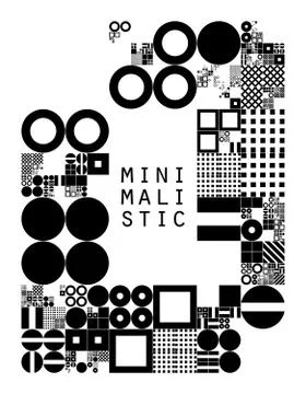 Subdivided grid system with symbols. Randomly sized objects with fixed space  Illustrazione stock
