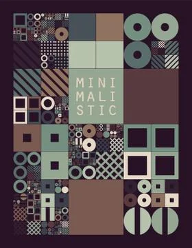 Subdivided grid system with symbols. Randomly sized objects with fixed space  Illustrazione stock