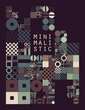 Subdivided grid system with symbols. Randomly sized objects with fixed space  Illustrazione stock