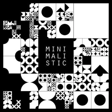 Subdivided grid system with symbols. Randomly sized objects with fixed space  Illustrazione stock