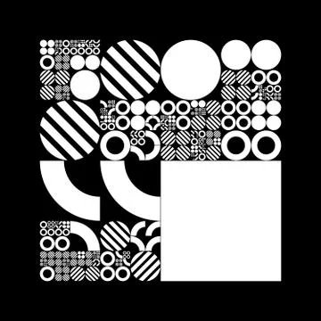 Subdivided grid system with symbols. Randomly sized objects with fixed space  Illustrazione stock