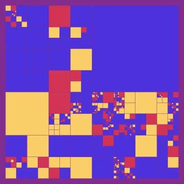Subdivided squares grid system. Randomly sized polygons with fixed space betw イラスト素材