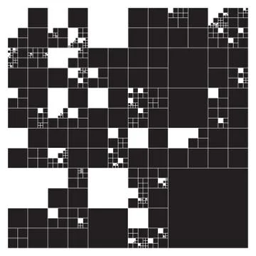 Subdivided squares grid system. Randomly sized polygons with fixed space betw Stock Illustration