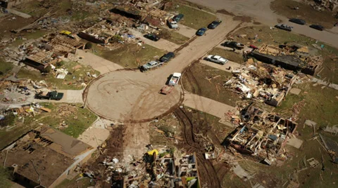Subdivision Devastated by Tornado Stock Footage