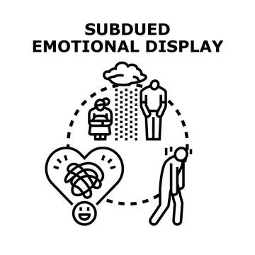 Subdued emotional display causing internal feelings conflict Stock Illustration