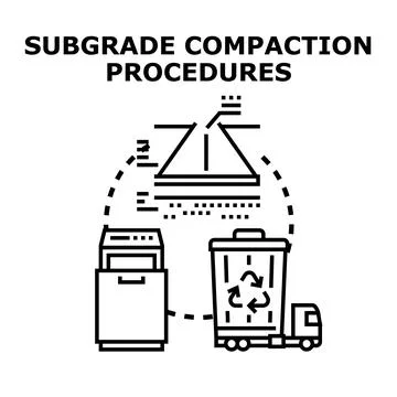 Subgrade compaction procedures for road construction engineering Stock Illustration