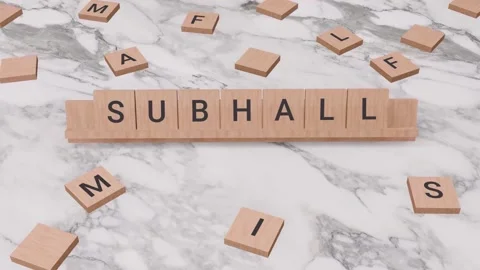 SUBHALL word written on scrabble Stock Footage 257405501