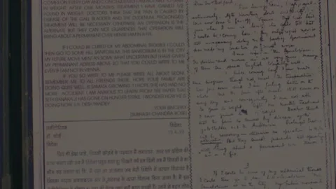Subhas chandra bose written lastter in jail prison" india 스톡 동영상 222034905