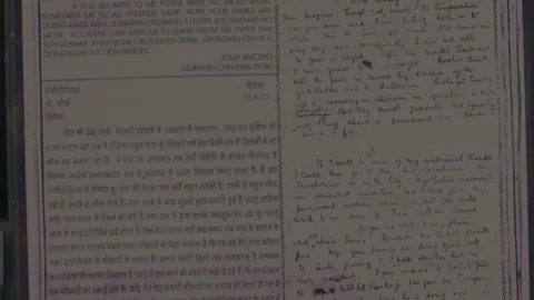 Subhas chandra bose written latter  in jail india 스톡 동영상 222034942