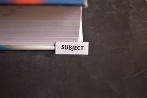 Subject Paper Tab Inserted in Book Pages Symbolizing Education Knowledge Fotos de archivo