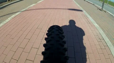 Subjective on bike with shadow Stock Footage 10791638