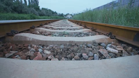 Subjective perspective on the advance of the railway Stock Footage 257876575