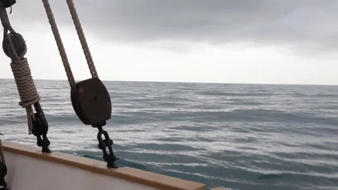 Subjective view from an ancient deck boat Stock Footage