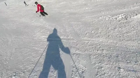 Subjective view of the skier Stock Footage 47607138