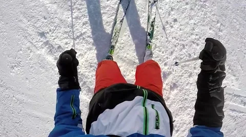 Subjective view of the skier Stock Footage 47607144