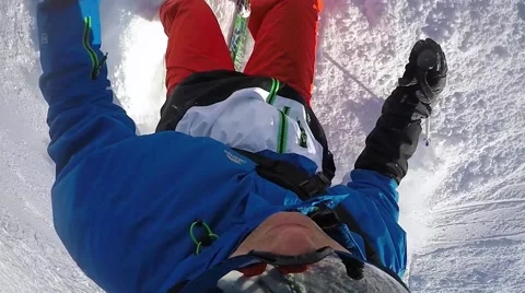 Subjective view of the skier Stock Footage 47607224