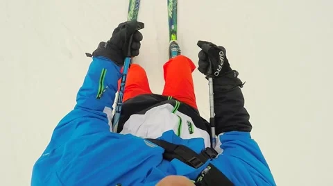 Subjective view of the skier Stock Footage 47607252