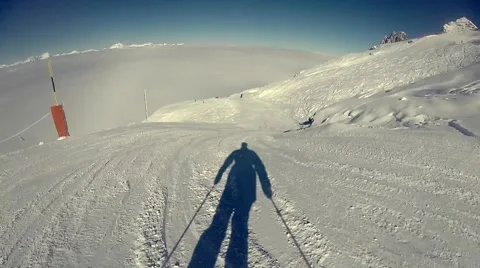 Subjective view of the skier Stock Footage 47710698